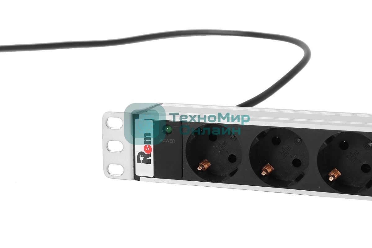 Верт. блок розеток Rem-16 с инд., 25 Shuko, 16A, алюм., 42-48U, шнур 3 м