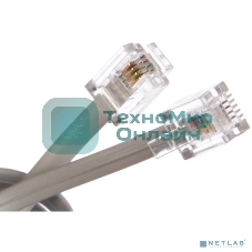 Кабель Cablexpert TC6P4C-2M телефонный аппарат-розетка 2 м белый