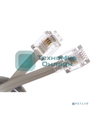 Кабель Cablexpert TC6P4C-2M телефонный аппарат-розетка 2 м белый