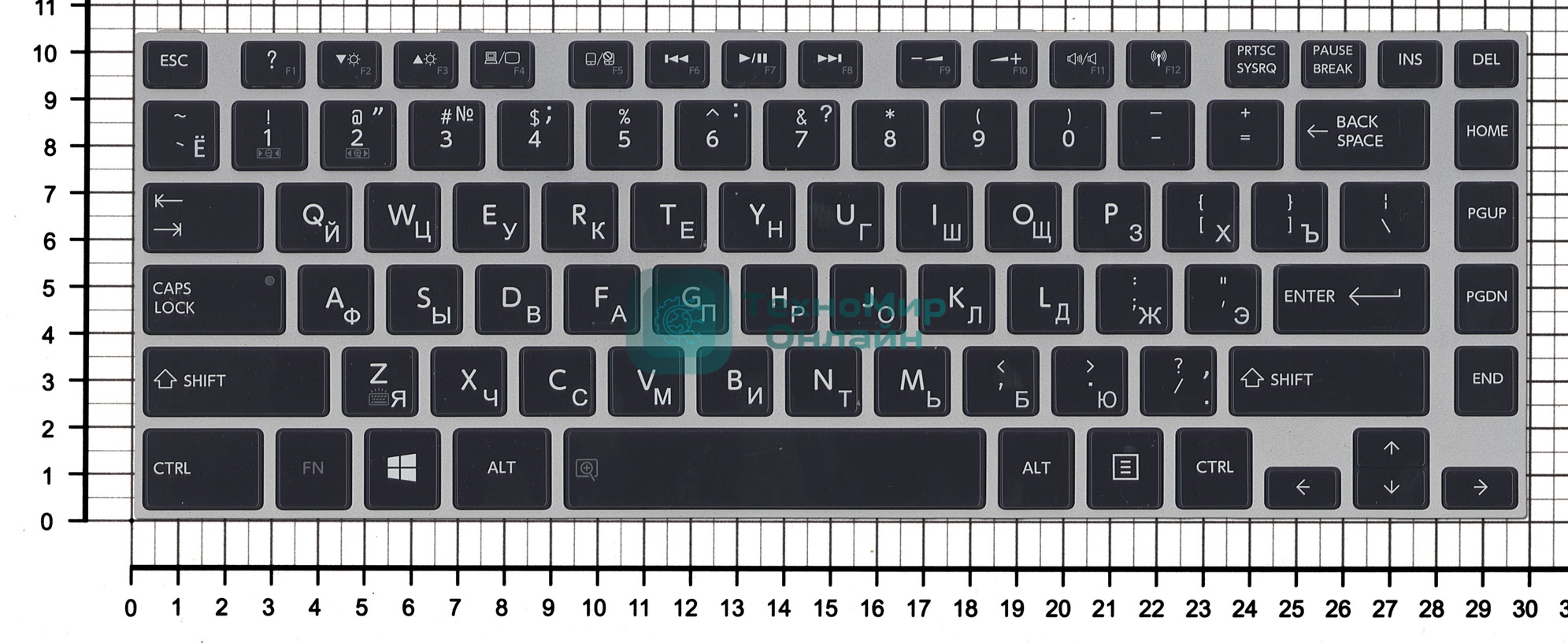 Клавиатура для ноутбука Toshiba M40T черная с серой рамкой и подсветкой