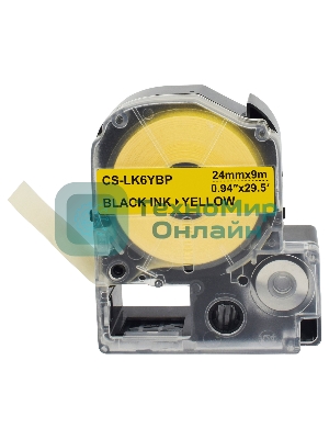 Картридж ленточный Cactus CS-LK6YBP черный шрифт, желтый фон (24 мм, 9 м) для Epson LW700/LW600P/LW1000P/Z700/Z900
