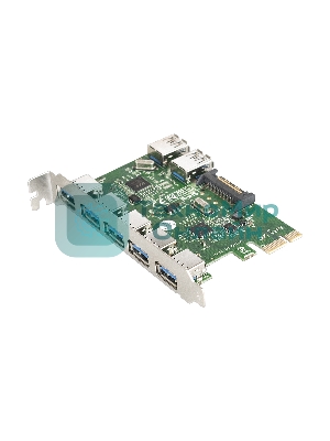 Контроллер ExeGate EXE-317 PCI-E 2.0, 5*USB 3.0 ext + 2*USB 3.0 int, разъем доп.питания (OEM)
