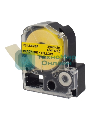 Картридж ленточный Cactus CS-LK6YBP черный шрифт, желтый фон (24 мм, 9 м) для Epson LW700/LW600P/LW1000P/Z700/Z900