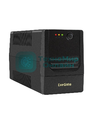 Источник бесперебойного питания ExeGate Power NB-650.LED.AVR.2SH (650VA/390W, LED, AVR, 2*Schuko, батарея 12V 7Ah, черный)