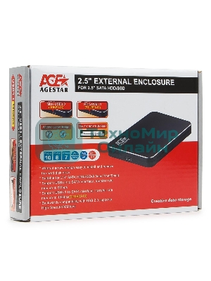Внешний корпус для HDD AgeStar 3UB2A18 SATA алюминий черный 2.5