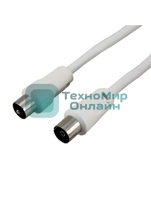 Шнур ТВ гнездо - ТВ штекер, длина 10 м етров, белый Rexant