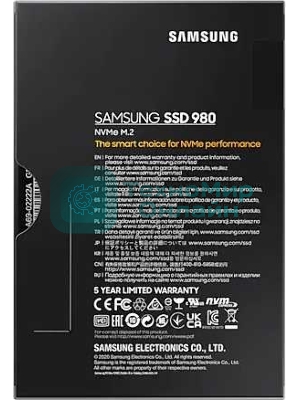 Накопитель SSD Samsung 980, 250Gb, PCIe 3.0 x4, M.2 2280, NVMe, R/W 2900/1300
