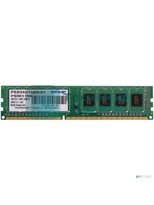 Оперативная память Patriot Signature, DDR3L, 4GB (1x4 GB), 1600 MHz, CL11, DIMM