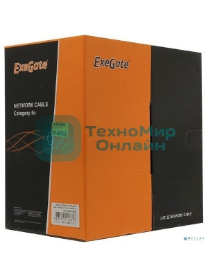 Кабель ExeGate UTP 4 пары кат.5e медь, 25AWG, бухта 305м, серый, PVC