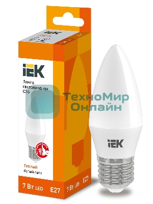 Лампа светодиодная IEK LLE-C35-7-230-30-E27 ECO C35 свеча 7Вт 230В 3000К E27