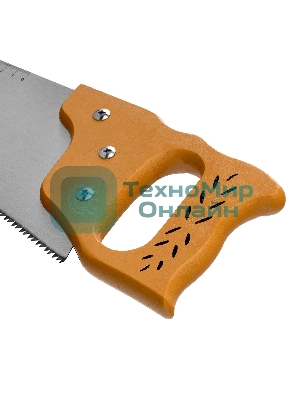 Ножовка по дереву Sparta 500 мм, 7-8 ТРI, каленый зуб, линейка, деревянная рукоятка