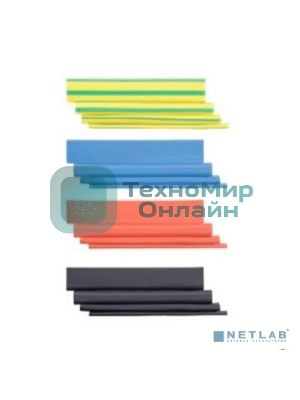 Набор трубок термоусадочных тонкостен. ТТУ 2/1; 4/2; 6/3; 8/4 (ЖЗ; С; К; Ч) 20х8см разноцвет. IEK UDRS-D2-D8-10-1