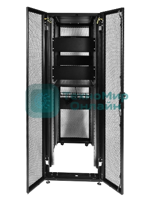 Шкаф серверный ПРОФ напольный 48U (600x1000) дверь перфор., задние двойные перфор., черный, в сборе (ШТК-СП-48.6.10-48АА-9005) (1 коробка)