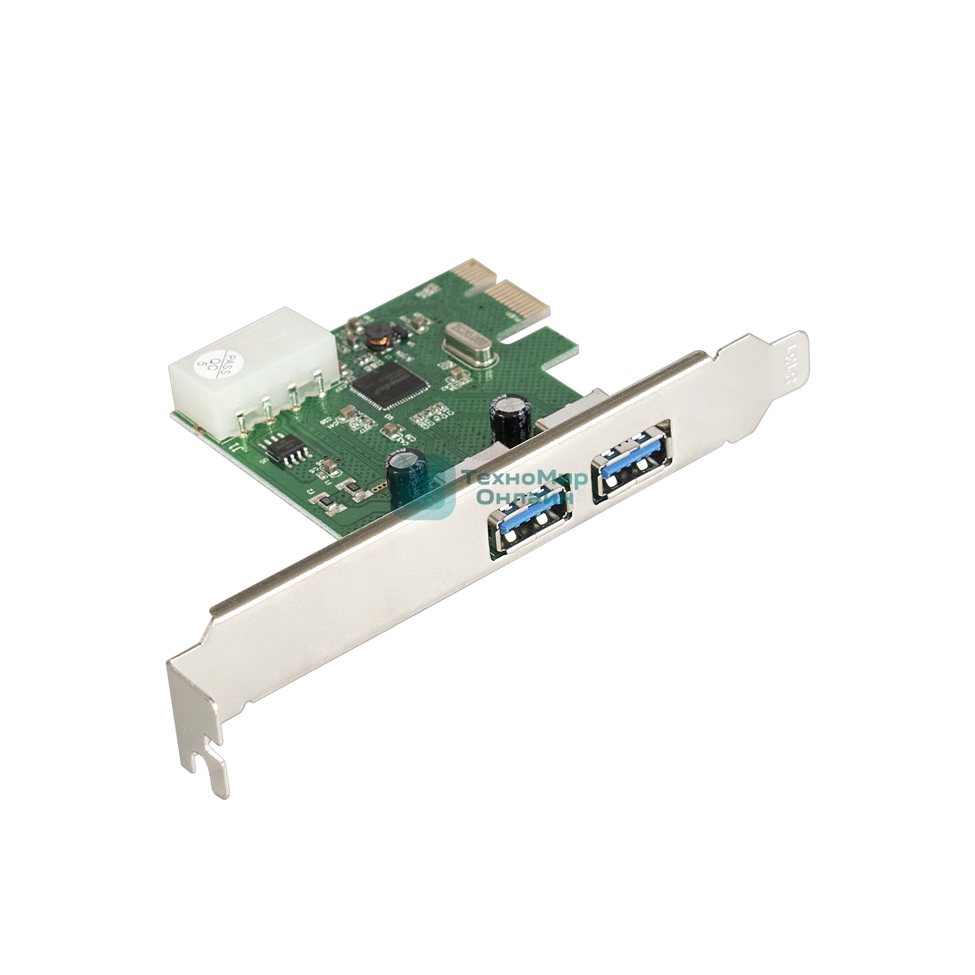 Контроллер ExeGate EXE-319 PCI-E 2.0, 2*USB 3.0 ext, разъем доп.питания (OEM)