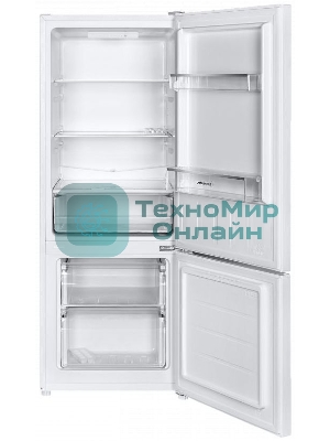 Холодильник Maunfeld MFF144SFW белый глянц. двухкамерный 154/52л морозилка снизу, ручная разморозка