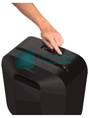 Шредер Fellowes PowerShred LX25 черный (секр.P-4)/перекрестный/6лист./11.5лтр./скрепки/скобы/пл.карты