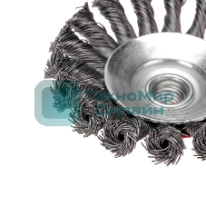 Щетка коническая для УШМ Kranz плетеные пучки стальной проволоки 100 М14