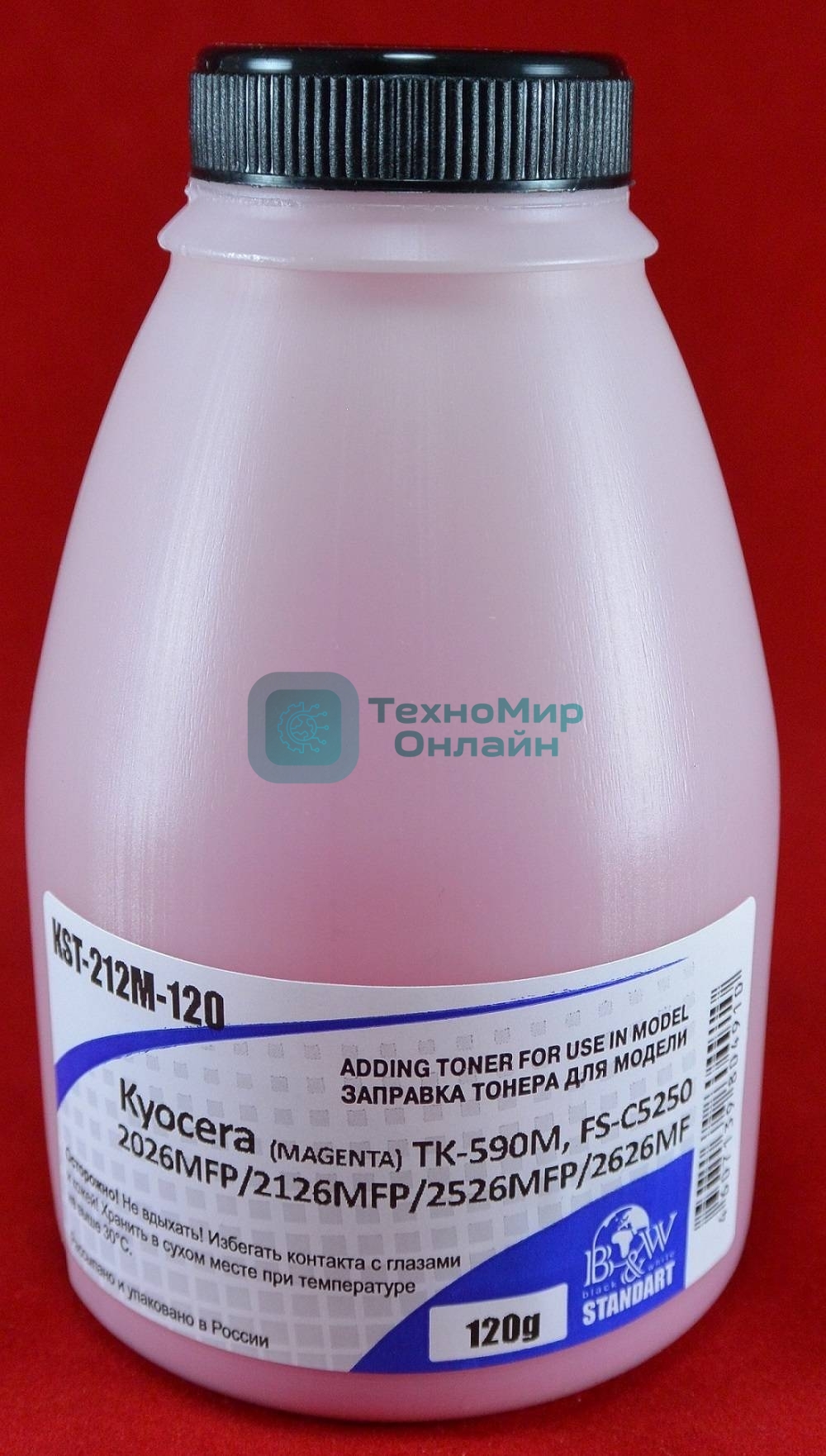 Тонер Kyocera TK-590M, FS-C5250/2026MFP/2126MFP/2526MFP/2626MF Magenta (фл. 120г) 5K B&W Standart (Tomoegawa) фас России