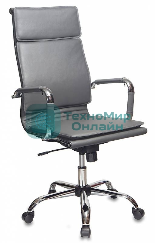 Кресло руководителя Бюрократ CH-993/grey серый, искусственная кожа, крестовина хром