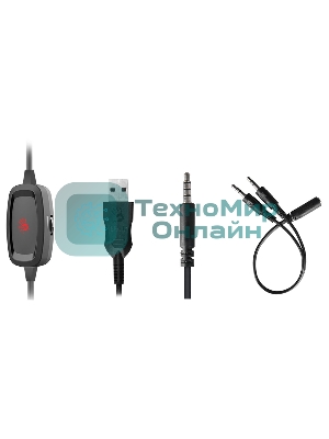 Гарнитура Bloody G535P чёрный/серебристый, проводная, подсветка