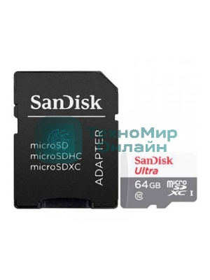 Флеш карта microSD 64GB SanDisk microSDXC Class 10 Ultra (SD адаптер) UHS-I 100MB/s