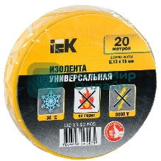 Изолента IEK UIZ-13-10-K05 0,13х15 мм желтая 20 метров