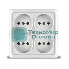 Розетка 4-м ОП Олимп без заземл. квадрат белый UNIVersal 1164