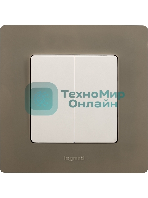 Выключатель двухклавишный 10AX винтовые зажимы ETIKA, белый