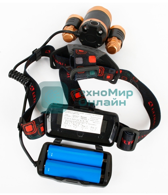 Фонарь налобный Ultraflash E1333 черный 4Вт лам.:светодиод. встроенный аккумулятор (13903)