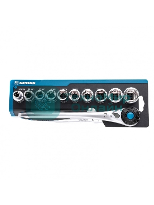 Набор торцевых головок Gross трещотка 120 зубьев, 12 предметов, 1/2