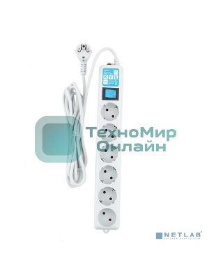 Фильтр-удлинитель PowerCube PRO (SPL(5+1)-16B-P-3M) 3.0 м, LC контур - подавление В/Ч помех, 16А/3,5кВт