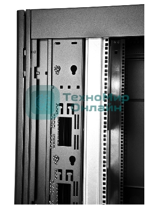 Шкаф серверный ПРОФ напольный 48U (600x1000) дверь перфор., задние двойные перфор., черный, в сборе (ШТК-СП-48.6.10-48АА-9005) (1 коробка)