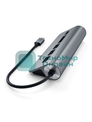 USB-концентратор Satechi Type-C USB Hub & Micro/SD Card Reader. Интерфейс USB-C. 3 порта USB 3.0, слоты для карты памяти, серый космос.