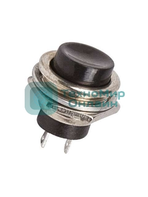 Выключатель-кнопка металл Rexant 250V 2А (2с) (ON)-OFF Ø16.2 черный