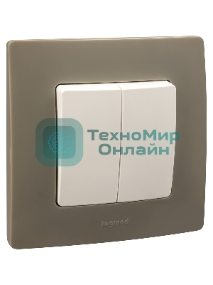 Выключатель двухклавишный 10AX винтовые зажимы ETIKA, белый