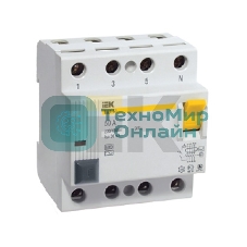 Выключатель дифференциального тока (УЗО) 4п 63А 100мА тип AC ВД1-63 IEK MDV10-4-063-100