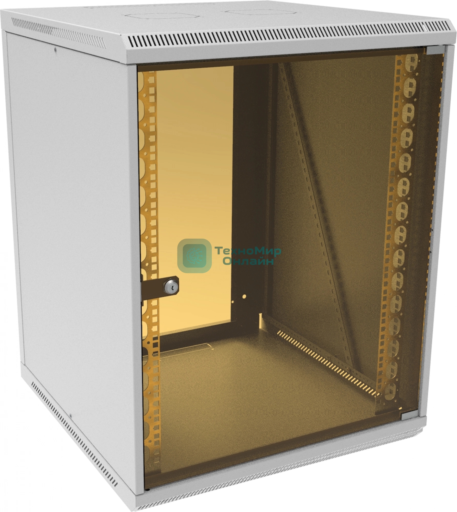 Шкаф коммутационный Suprlan (05-1503) настенный 15U 600x450 мм пер. дв. стекл направл. под закл. гайки 70 кг RAL 7035 25.1 кг 750 мм