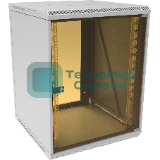 Шкаф коммутационный Suprlan (05-1503) настенный 15U 600x450 мм пер. дв. стекл направл. под закл. гайки 70 кг RAL 7035 25.1 кг 750 мм