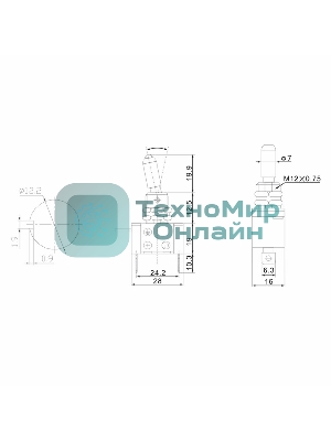 Тумблер Rexant 12V 25А (3c) ON-OFF однополюсный с красной LED подсветкой