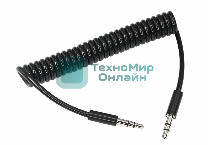 Аудиокабель AUX Rexant 3.5 мм шнур спираль 1 м черный