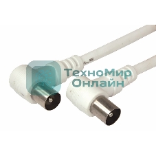 Шнур Rexant ТВ штекер - ТВ штекер, угловой, длина 1,5 м етра, белый