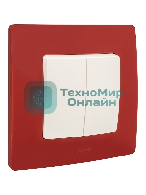 Выключатель двухклавишный 10AX винтовые зажимы ETIKA, белый