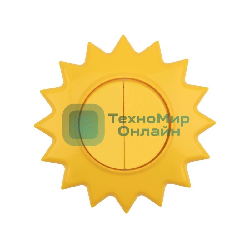 Выключатель двухклавишный Kranz HAPPY Солнце скрытой установки, желтый