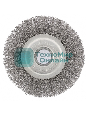 Щетка для УШМ Сибртех, 125 мм посадка 22,2 мм плоская, витая проволока 0,3 мм