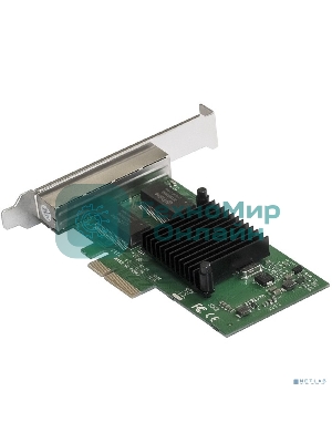 Сетевой адаптер ExeGate EXE-I350-T4V2 (PCI-E x4 v2.1, порты 4xRJ45 (медные), 10/100/1000Mbps, Gigabit NIC Intel Chipset NHI350AM4)