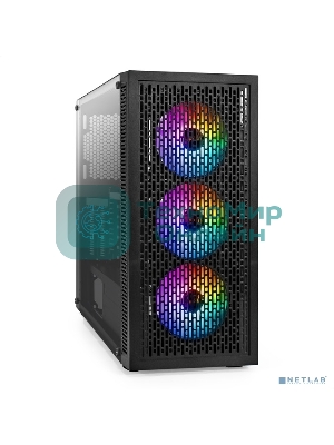 Компьютерный корпус Miditower ExeGate EVO-5001A-EVO800 (ATX, БП EVO800RGb с вент. 12 см, 2хUSB+1хUSB 3.0+HD Audio, черный, 3 вент.12см с RGb подсветкой, боковая панель - закаленное стекло)