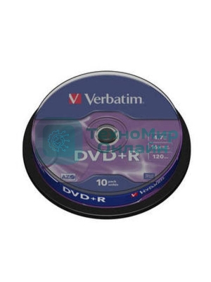 Диск DVD+R Verbatim 4.7Gb 16x Cake Box (10шт) (43498)