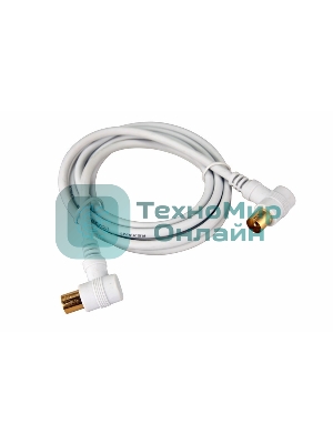 Шнур Rexant ТВ штекер - ТВ штекер, угловой, длина 1,5 м етра, белый