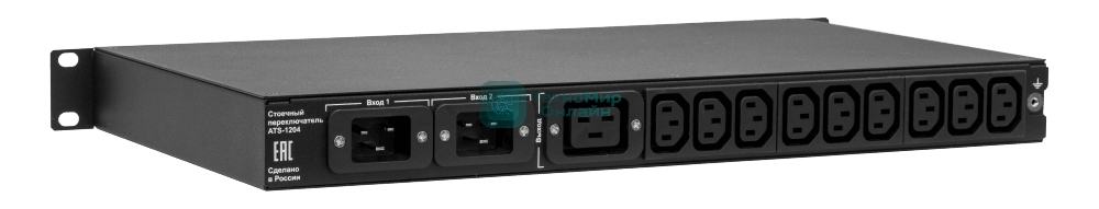 Автоматический ввод резерва ELEMY RACK ATS, 1U, 220В, 16А, OLED, Ethernet, in (2) C20, out (1) C19 (9) C13