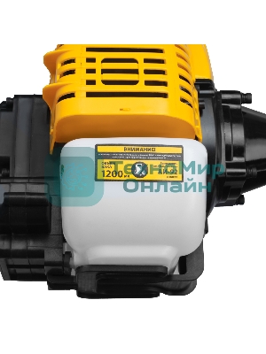 Триммер бензиновый Denzel DT-52E, 52 см3, неразъемная штанга, электростартер, состоит из 2 частей